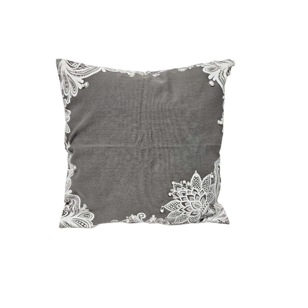 Signature Home Styles Gray French Country‎ Pearl Accent Pillow Cover